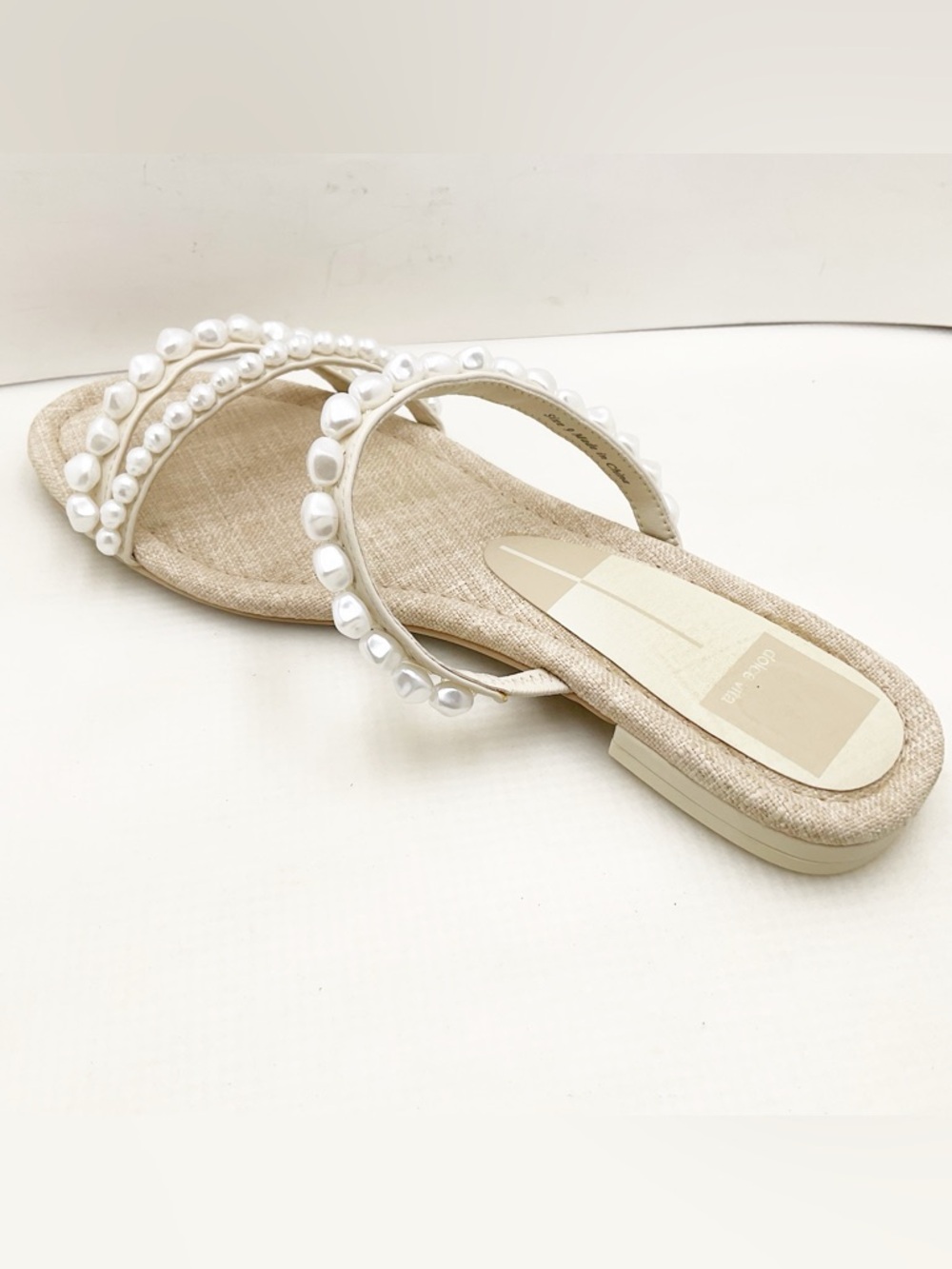 {Dolce Vita} Tinker Pearl Vanilla Strappy Slide Sandals - Picture 3 of 15
